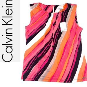 New Calvin Klein Multi-Media Career Dress Tank Top Medium
